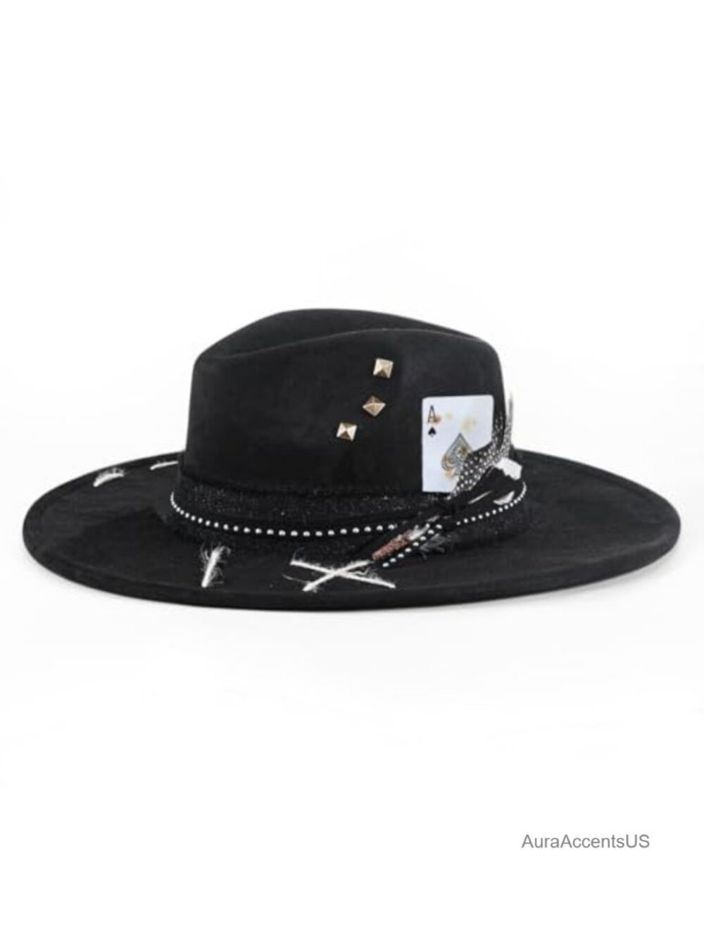 Handmade Wide Brim Fedora Hat Suede Boho Western Unisex M-L
